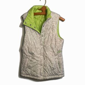 Fox Racing Vest Women Sz M Reversible Neon Green Camo Beige Quilted Racing
